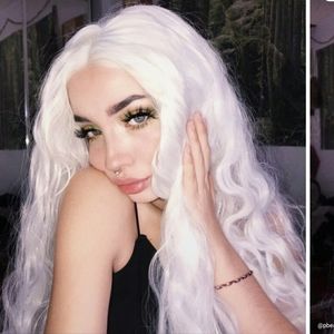 White Gray Wavy Lace Front Wig